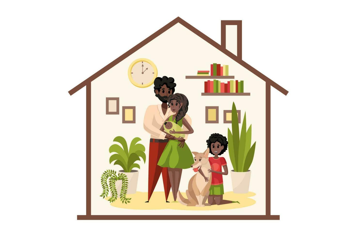 Family, fatherhood, motherhood, childhood, home concept vector