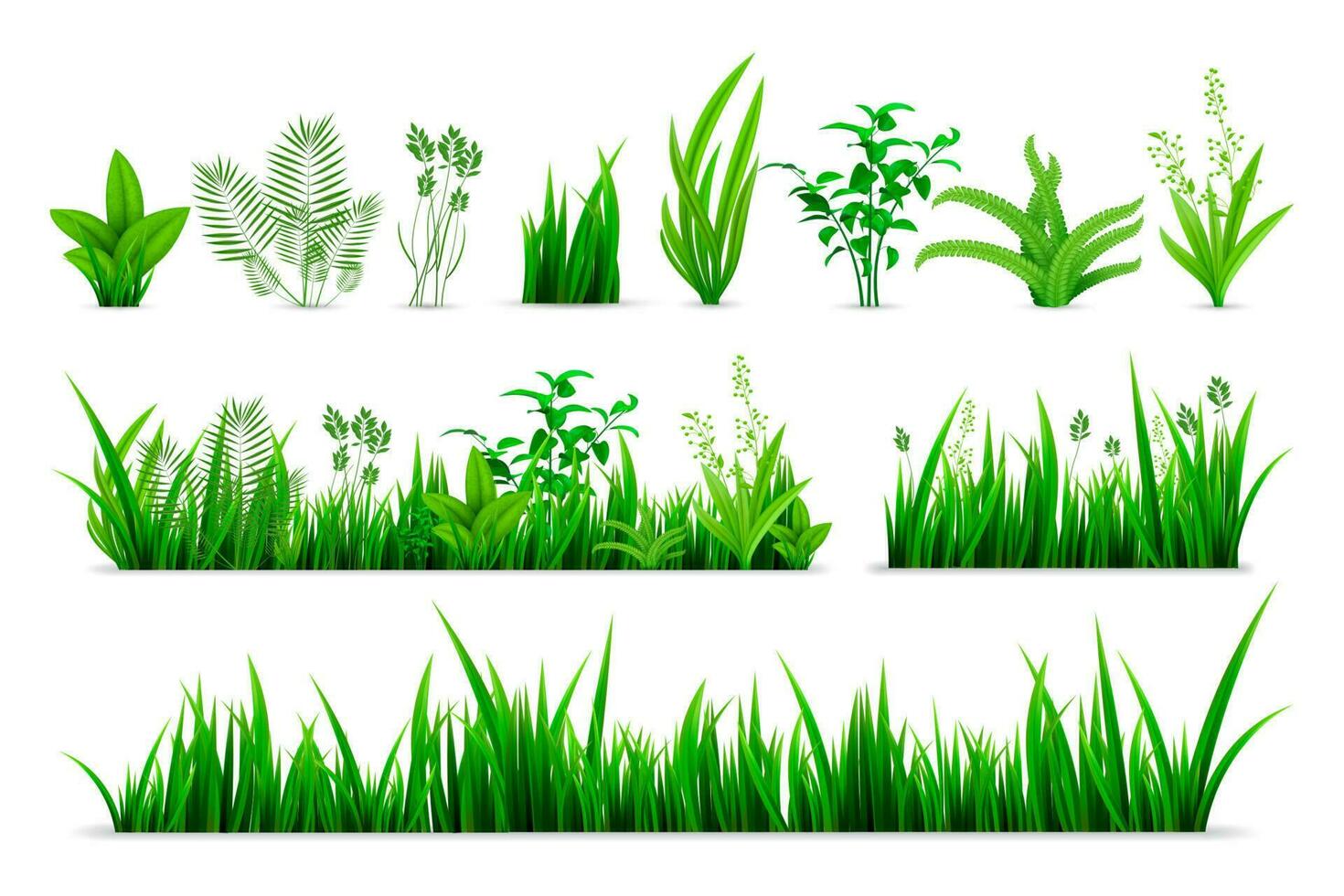 Realistic spring grass set collection vector