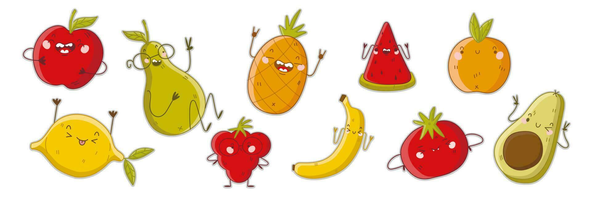 frutas garabatear conjunto vector