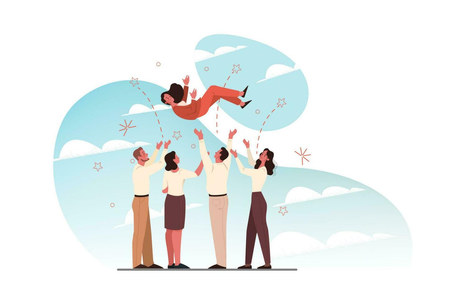 Team, leadership, win, success, business congratulation concept. vector