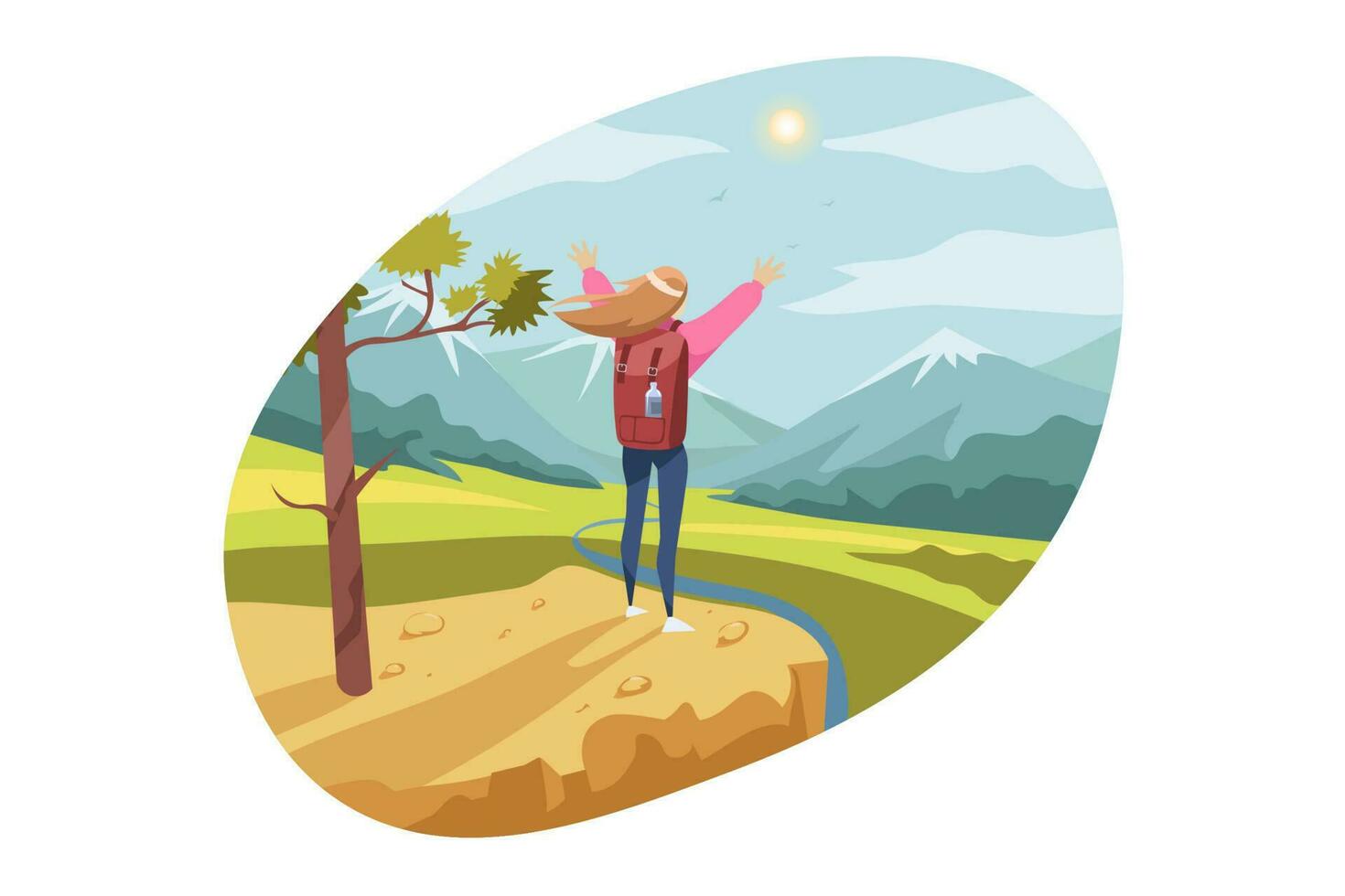 Travelling, tourism, nature, hiking concept vector