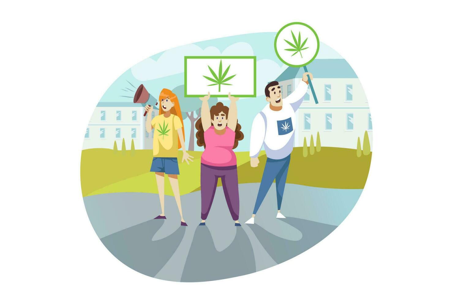 Protest, activist, legalization, marijuana, cannabis concept vector