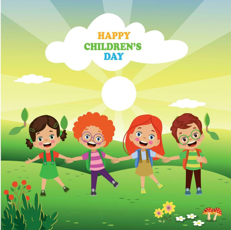 A poster for the children's day with the words happy children's day vector