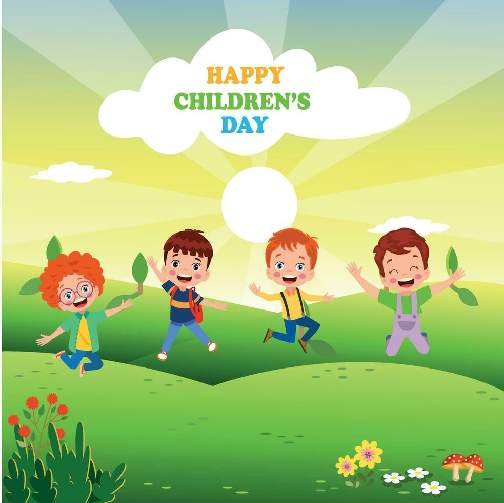 A poster for the children's day with the words happy children's day vector