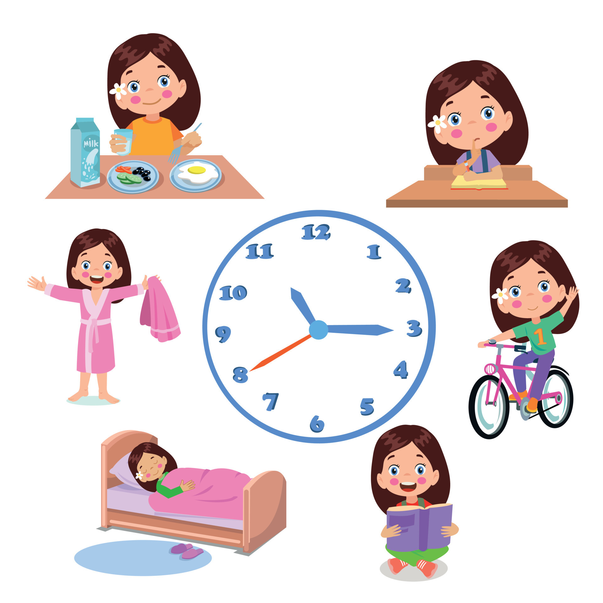 A set of icons for a boy daily routine 23877271 vector art at vecteezy
