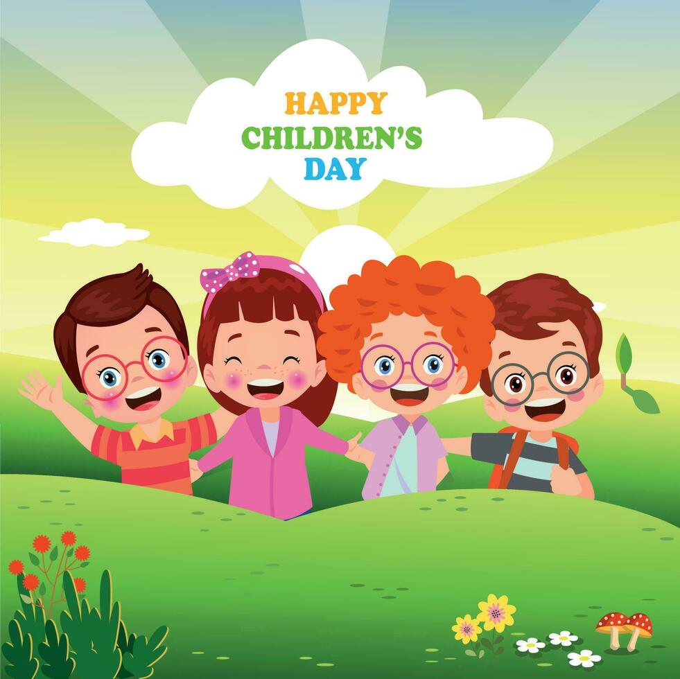 A poster for the children's day with the words happy children's day vector