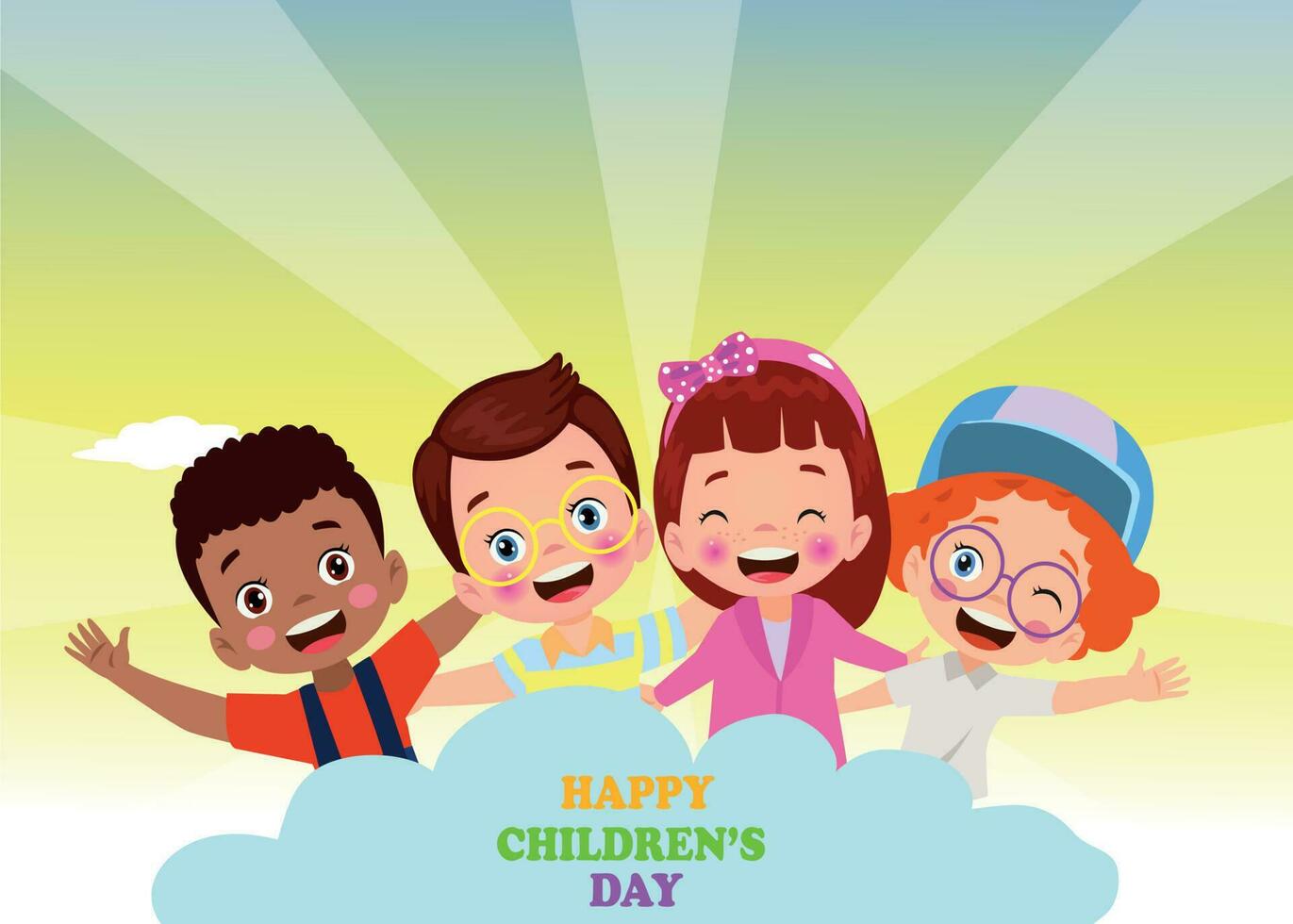 un póster para el para niños día con el palabras contento para niños día vector