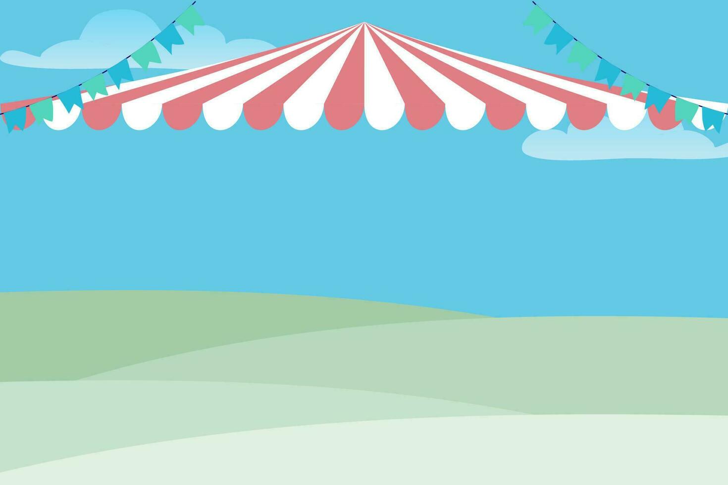 Farmer market summer event urban landscape background banner poster design vector illustration. Trendy for food festival market. Promo concept for bazaar. Copy space. Cartoon sheep cow farm animals.