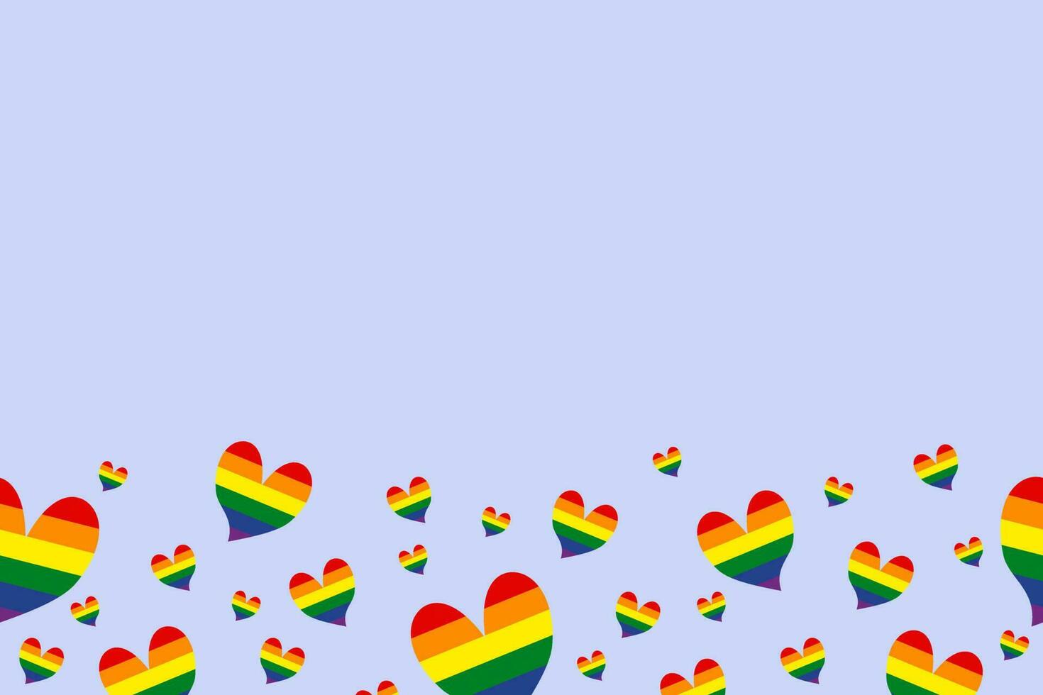 Pride month background LGBTQ Pride Flag Colours. Vector banner with rainbow heart. Symbol of pride month June support. Copy space, heart confetti.