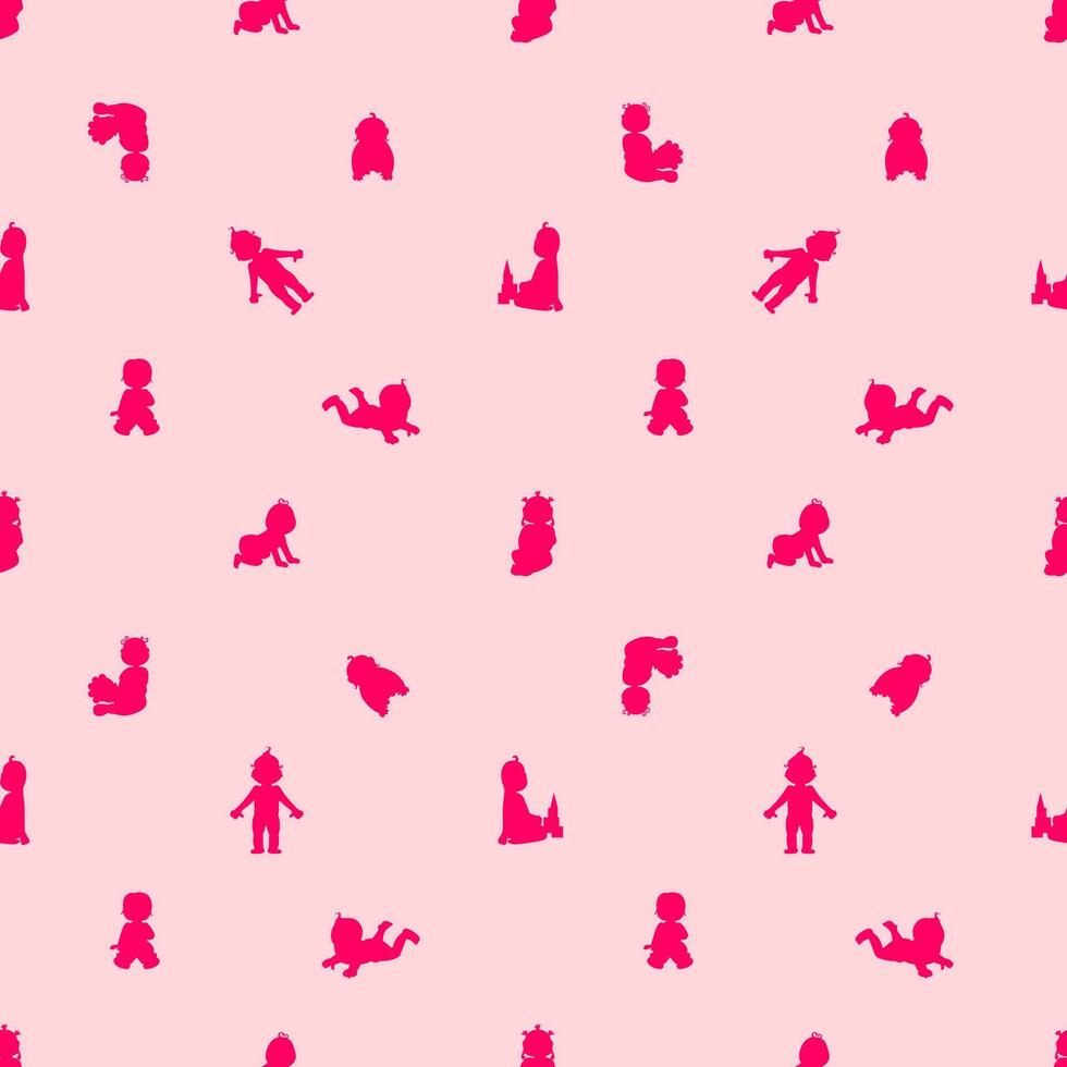 Seamless funny Baby Crawling and Sitting Silhouettes Set. Very smooth and detail vector. Good use for logo or symbol your company. Easy to edit or change color. vector