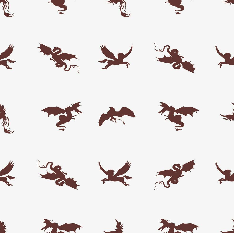 Seamless Stylized image of flying Dragons vector
