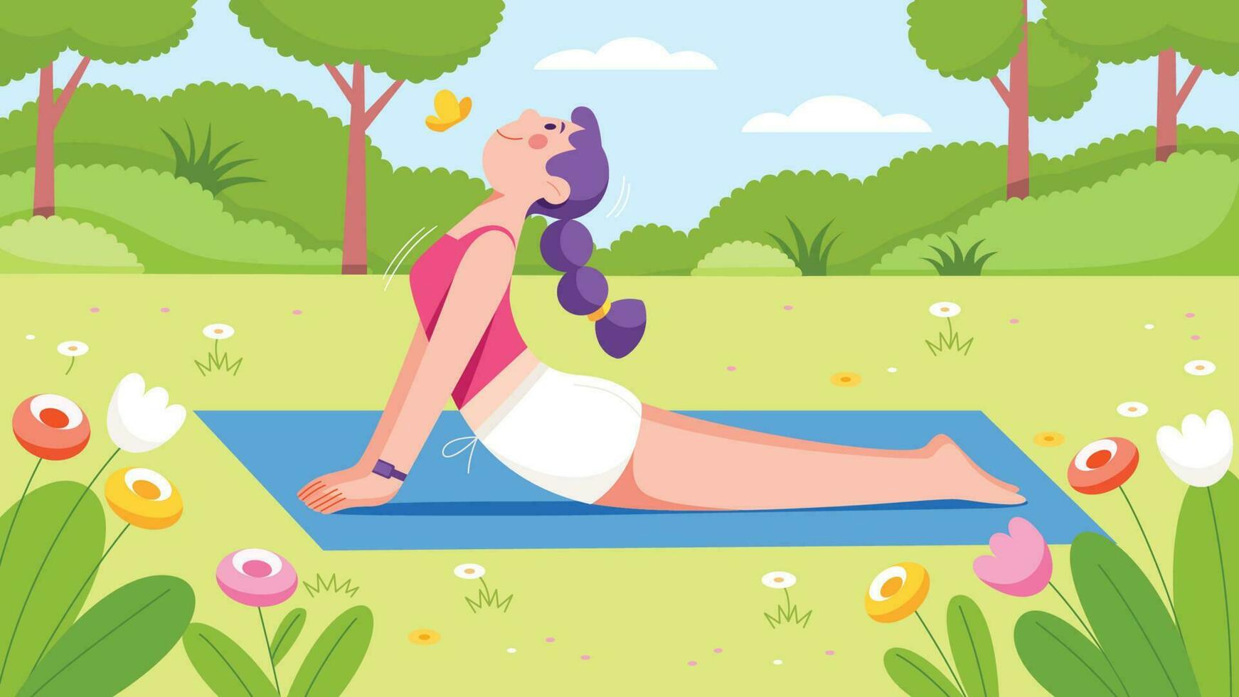 Doing Yoga in Nature vector