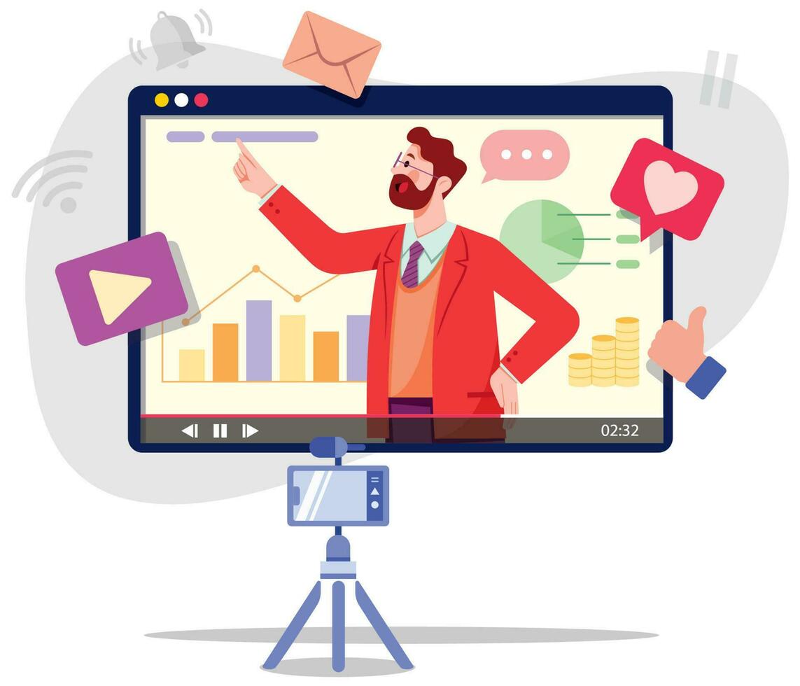 Economy Vlogger on White vector