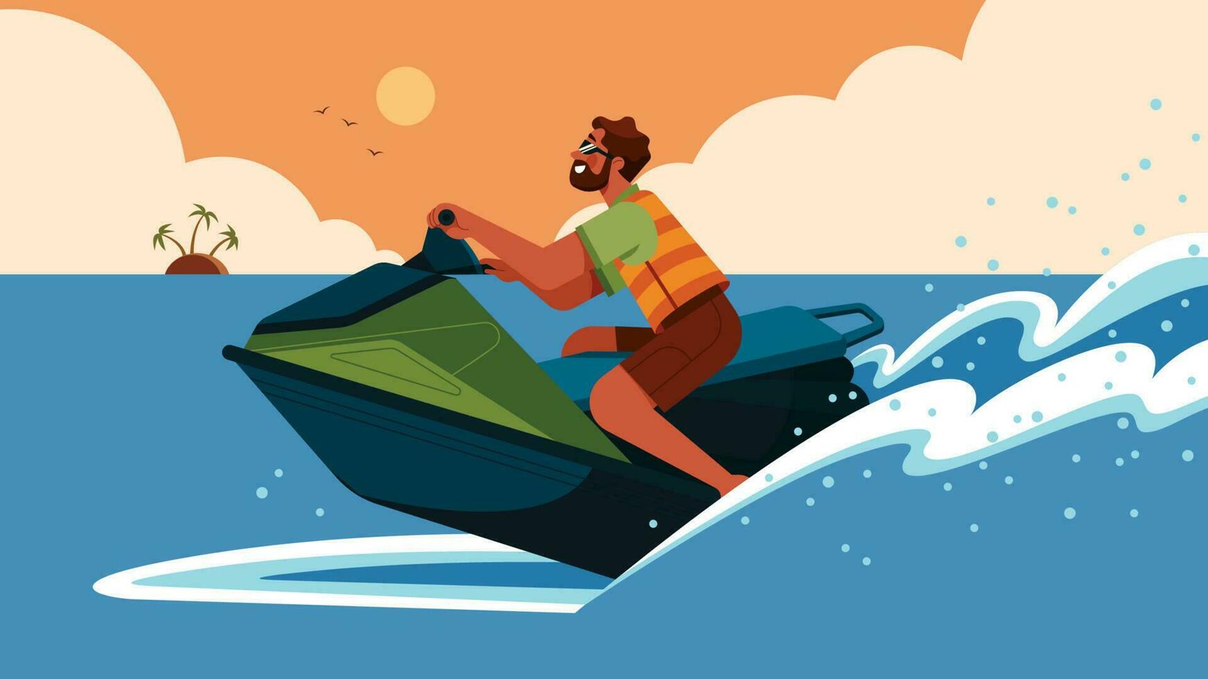 Man Riding Jet Ski vector