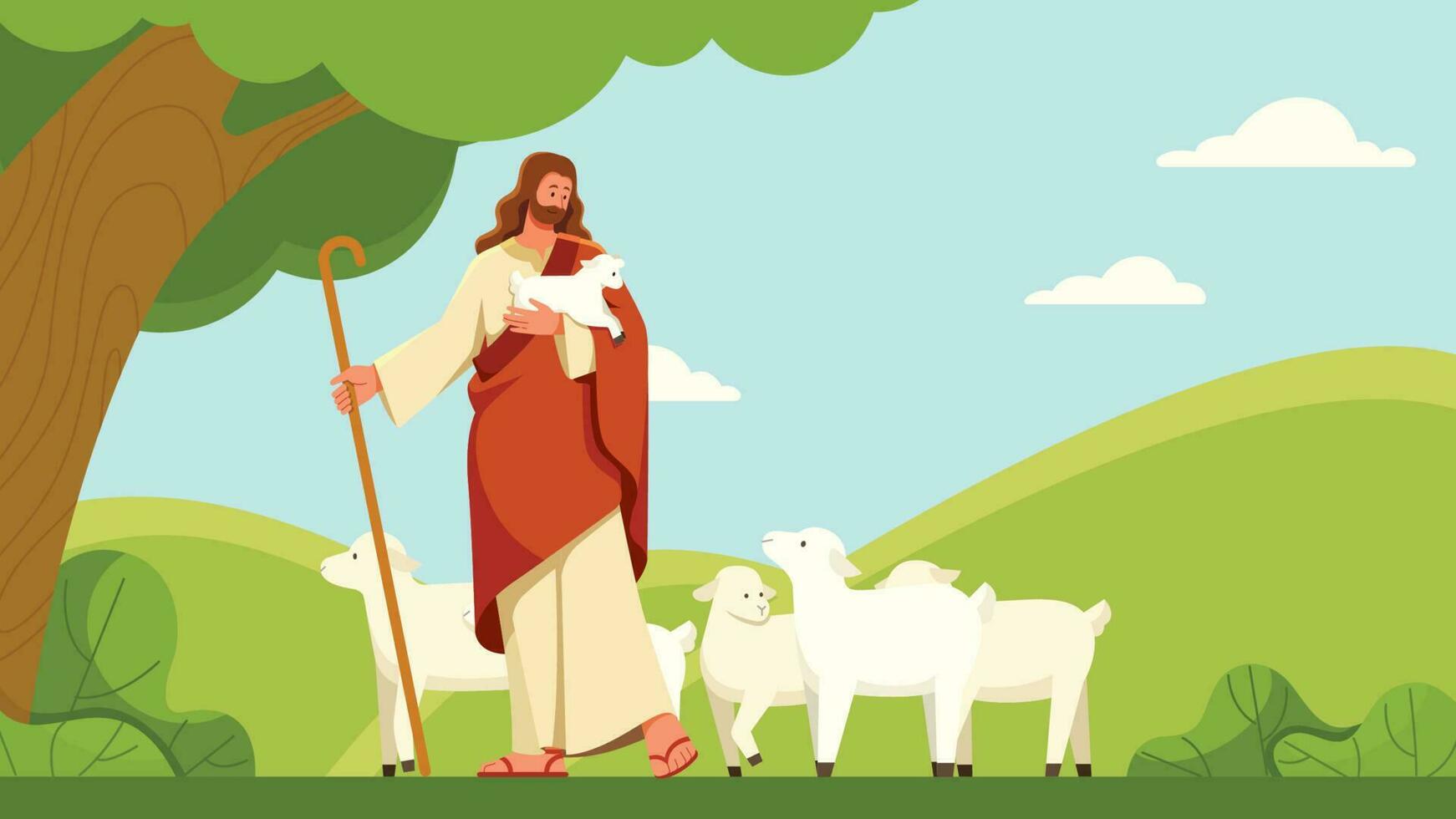 Jesús el bueno pastor vector