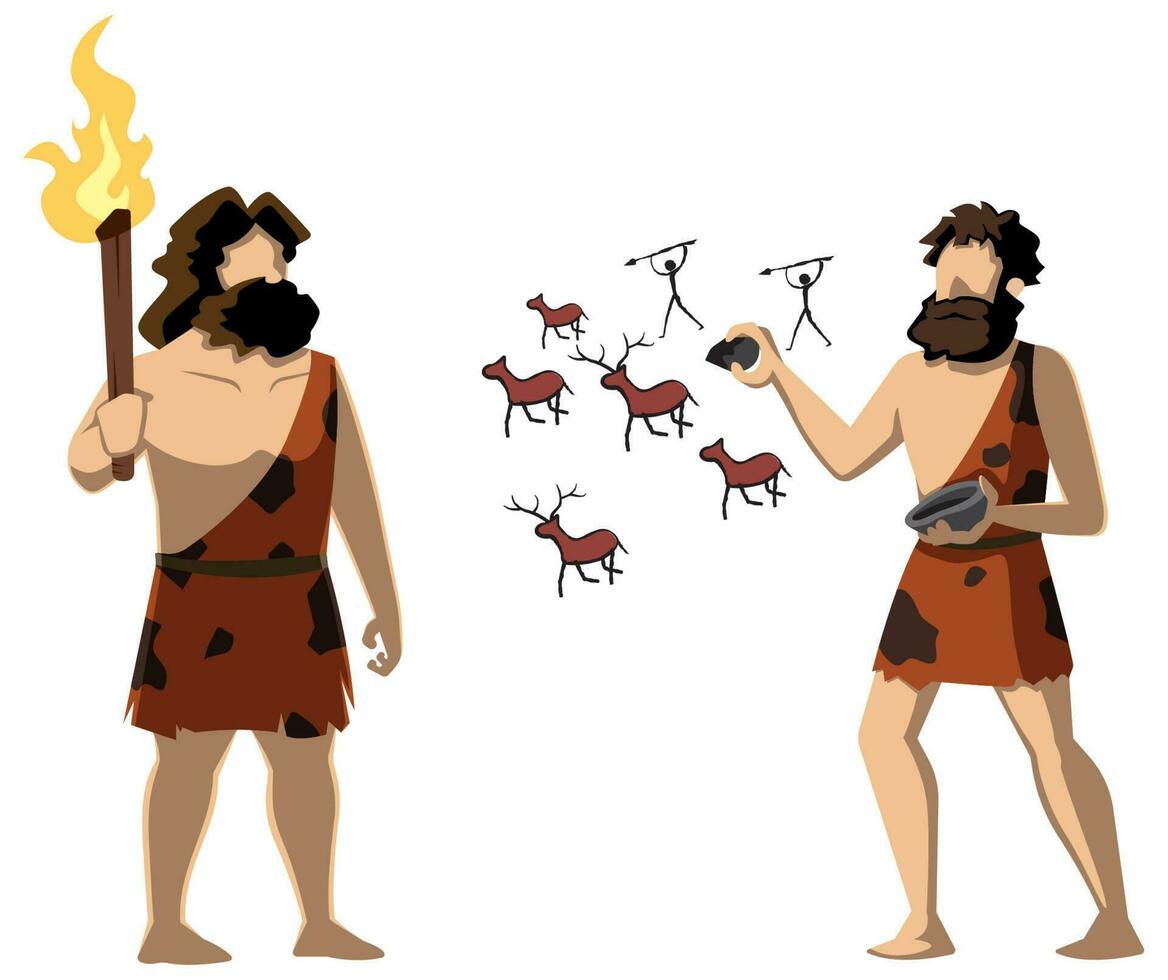 Cavemen on White vector
