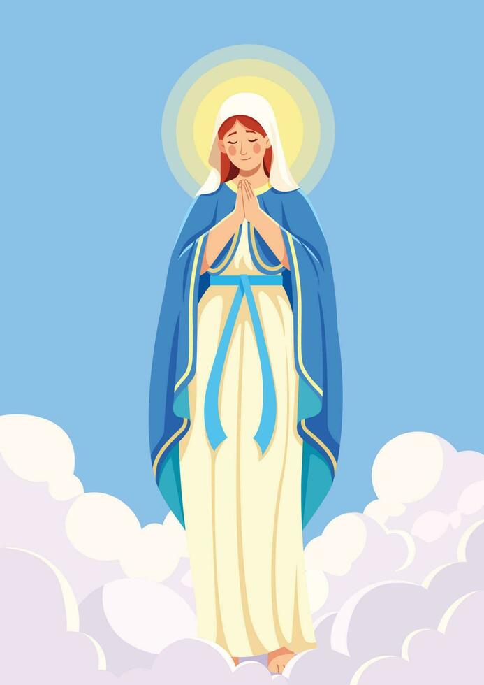 Virgin Mary Praying Vertical Background vector