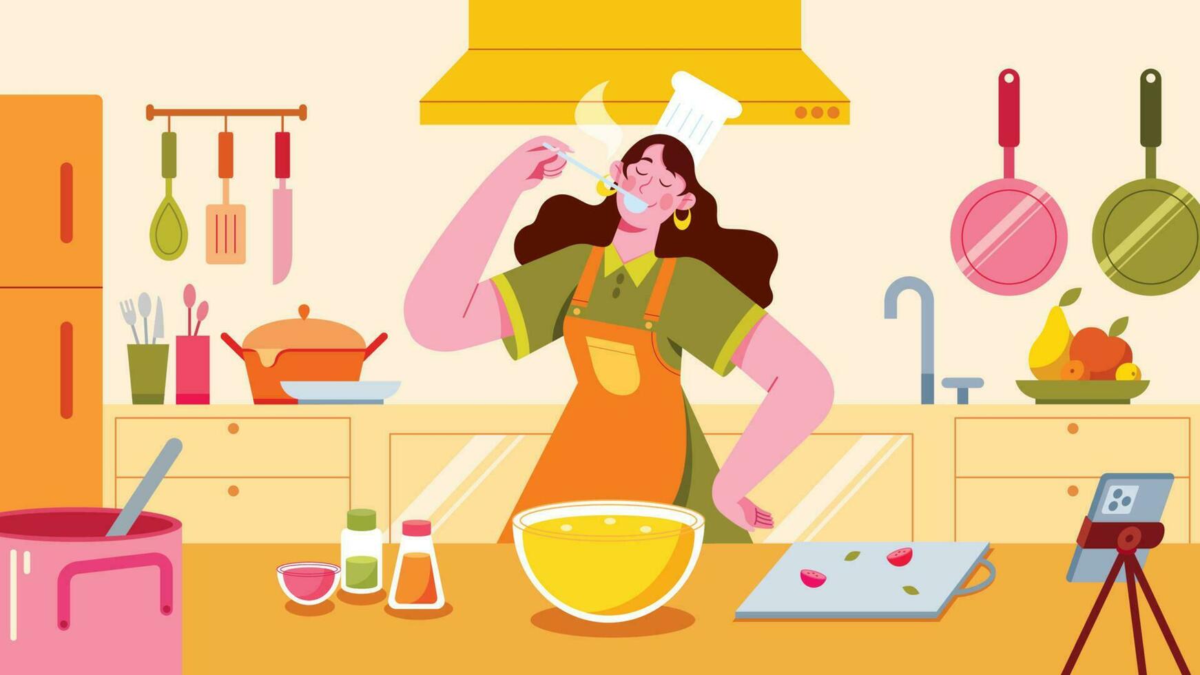 Cooking Vlogger Female vector