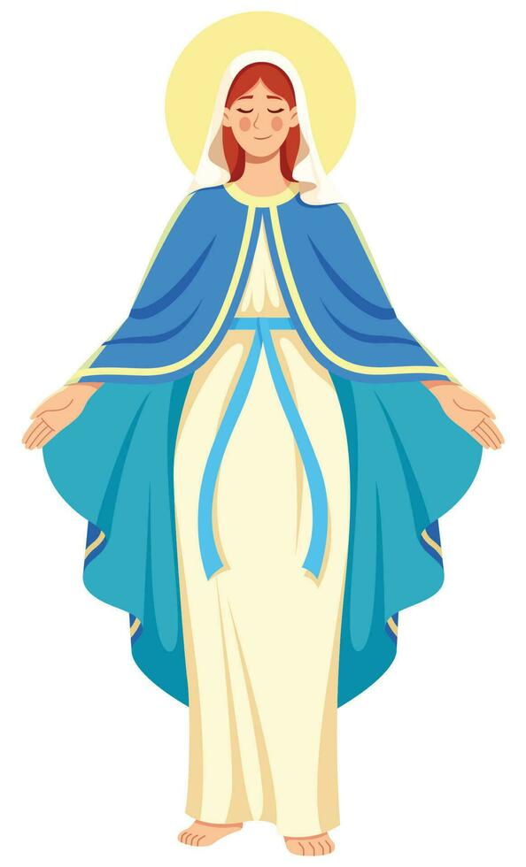 Virgen María abierto brazos en blanco vector