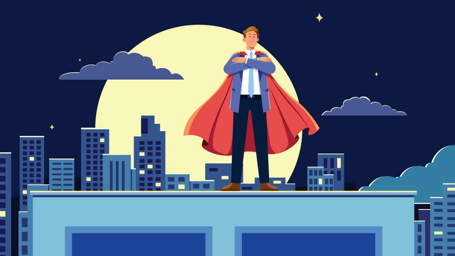 Super Businessman on Rooftop vector