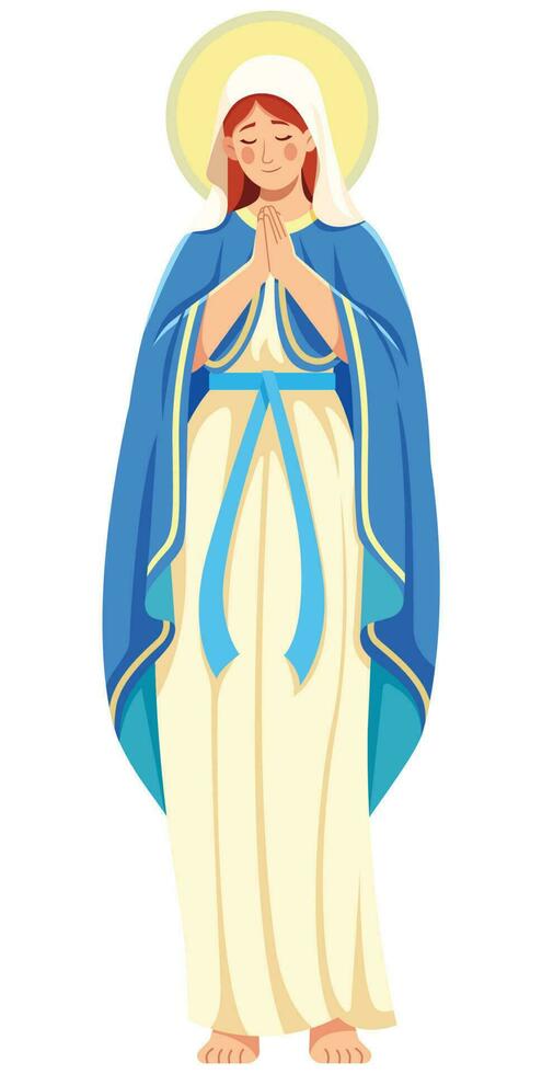 Virgin Mary Praying on White vector