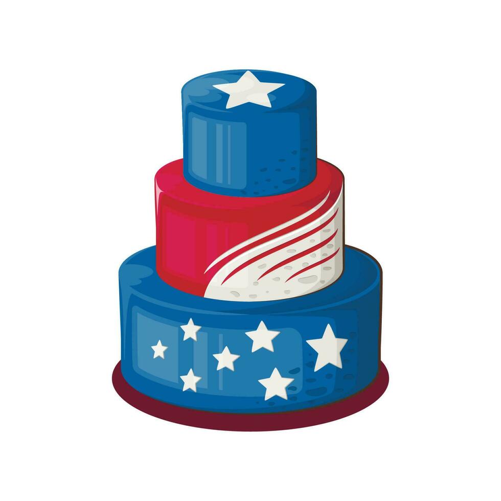 Cake in Patriotic Colors. 4th of July Patriotic Concept. Independence Day design element vector