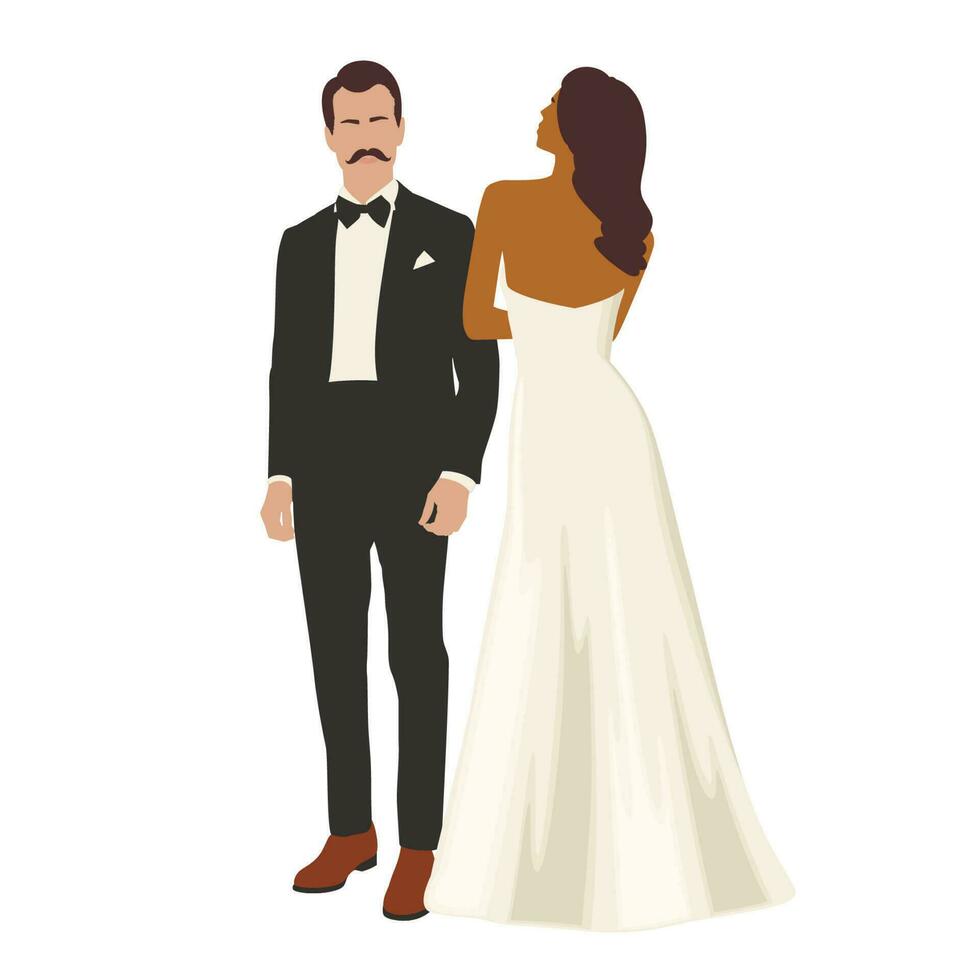 Bride and Groom, Elegant Bride Couple, Wedding Concept vector