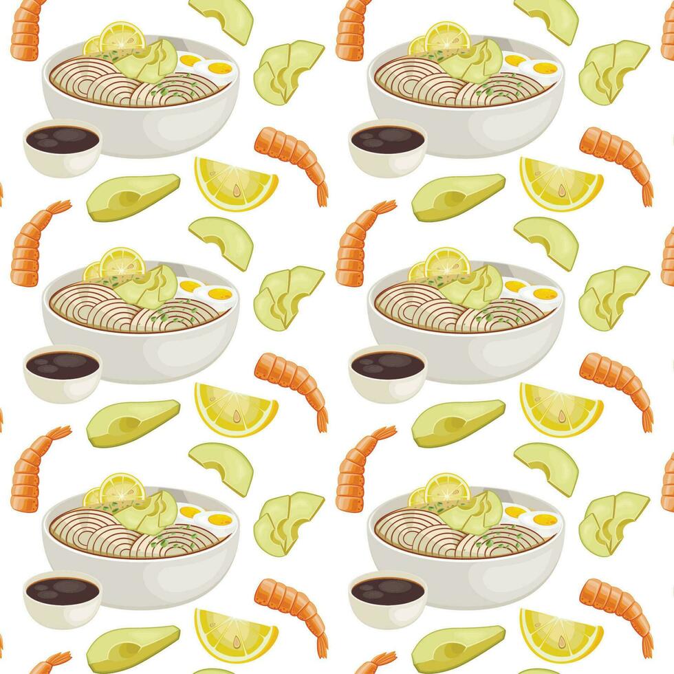 Sushi seamless pattern, Asian Food, Japanese sushi background vector