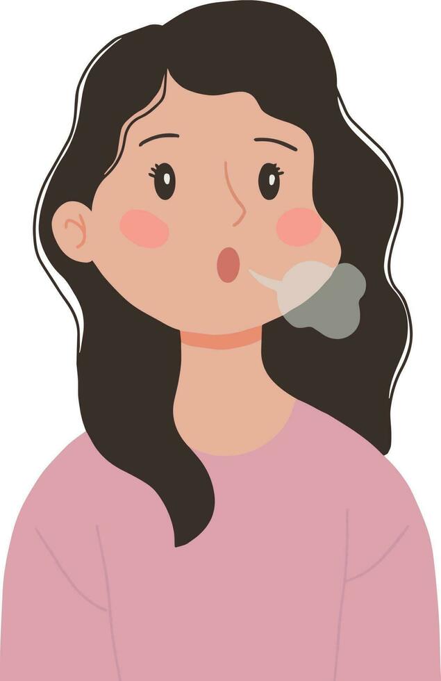 Vector of young woman sighing illustration
