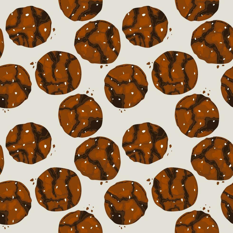 Seamless background with brownie cookies pattern, Bakery vector