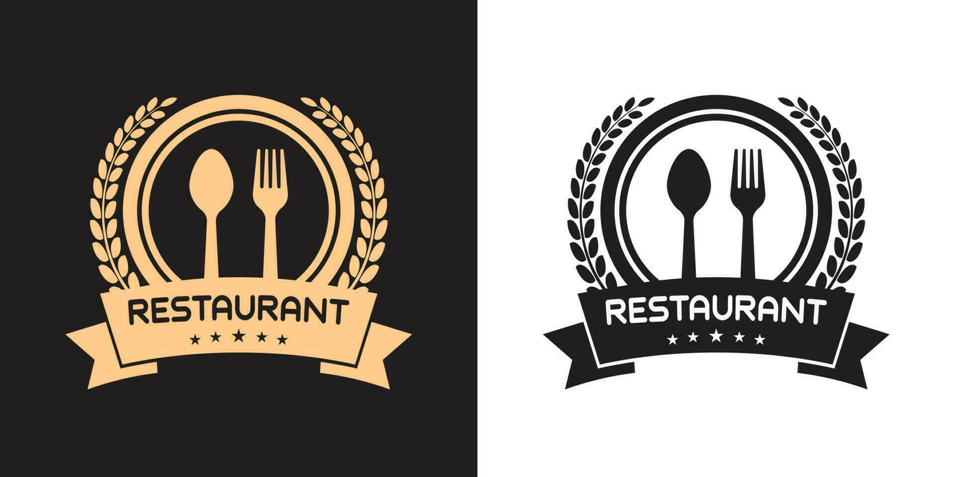 Food Restaurant Logo Spoon Fork Style Vector Illustration