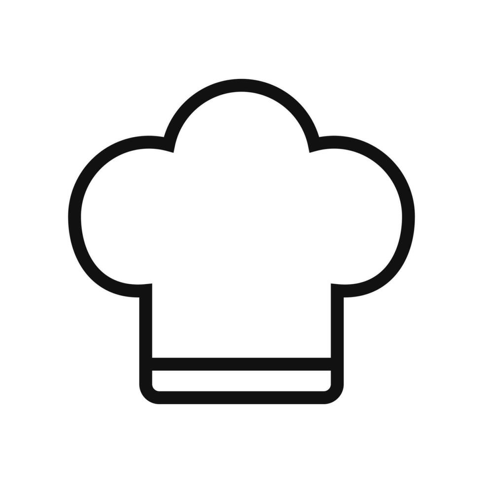 Chef Hat Outline Style Icon Isolated Vector Illustration