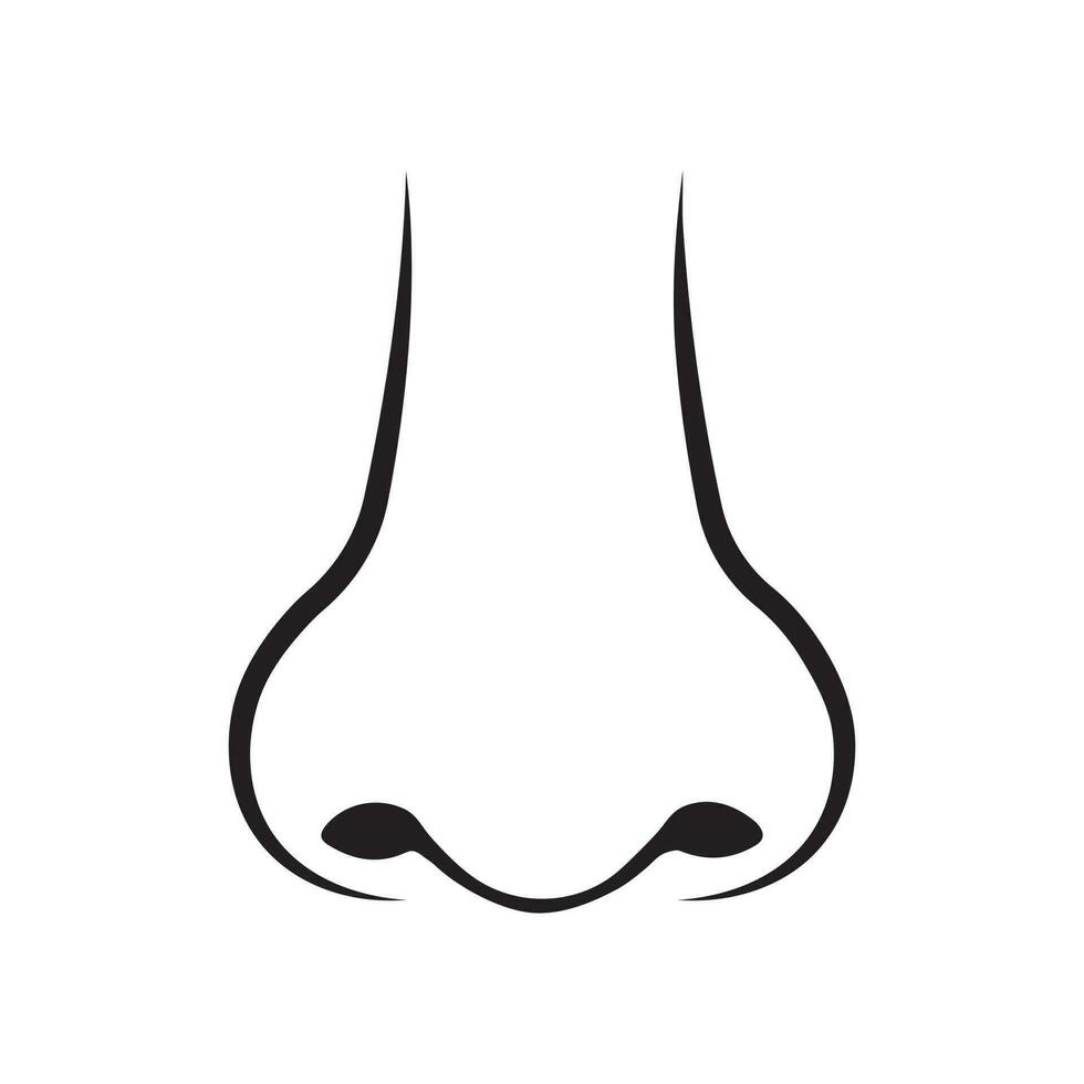 Hand Drawn Nose Line Art Isolated Vector Illustration