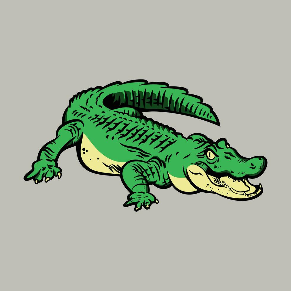 salvaje aligator tradicional dibujos animados vector