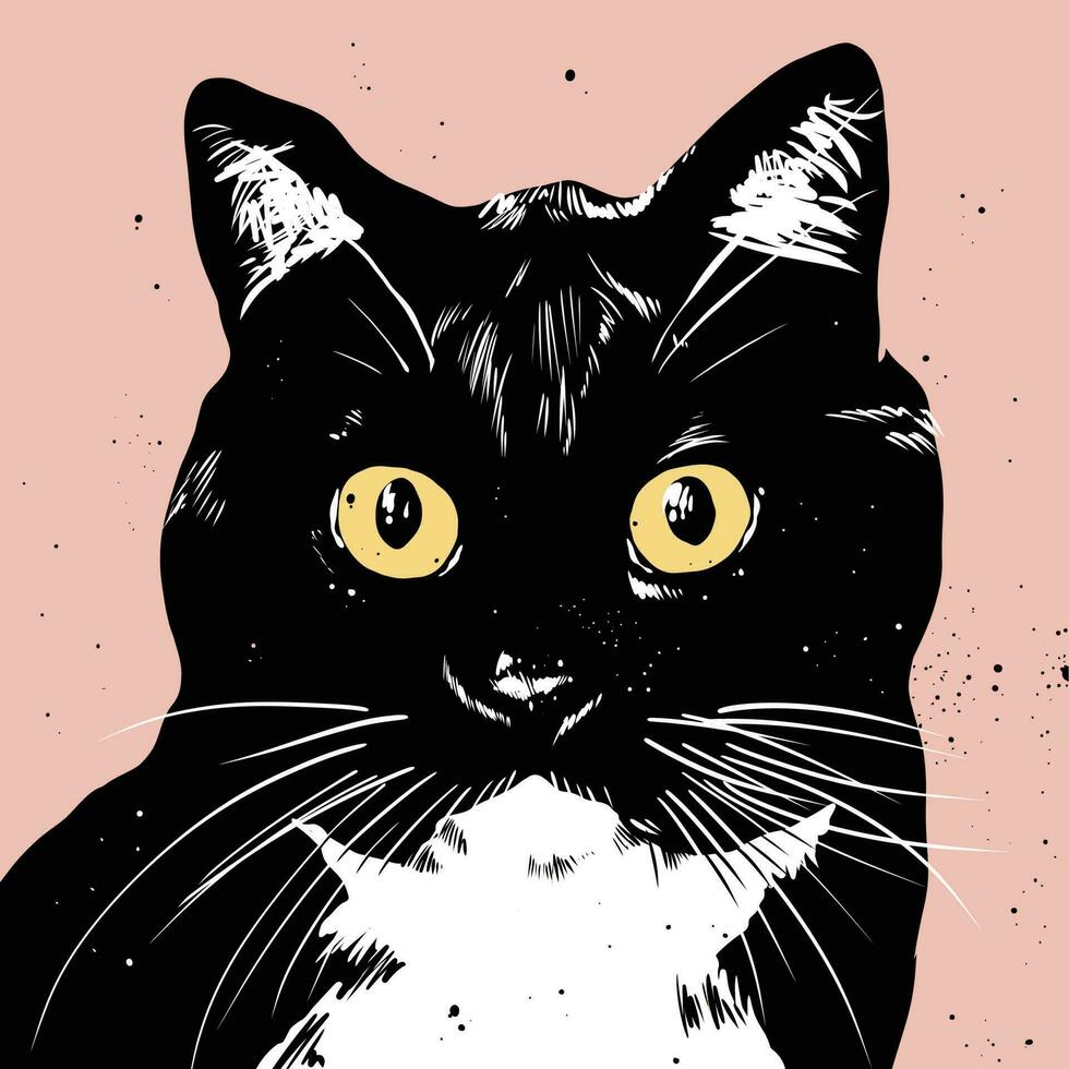 Black and White Pop Art Cat vector