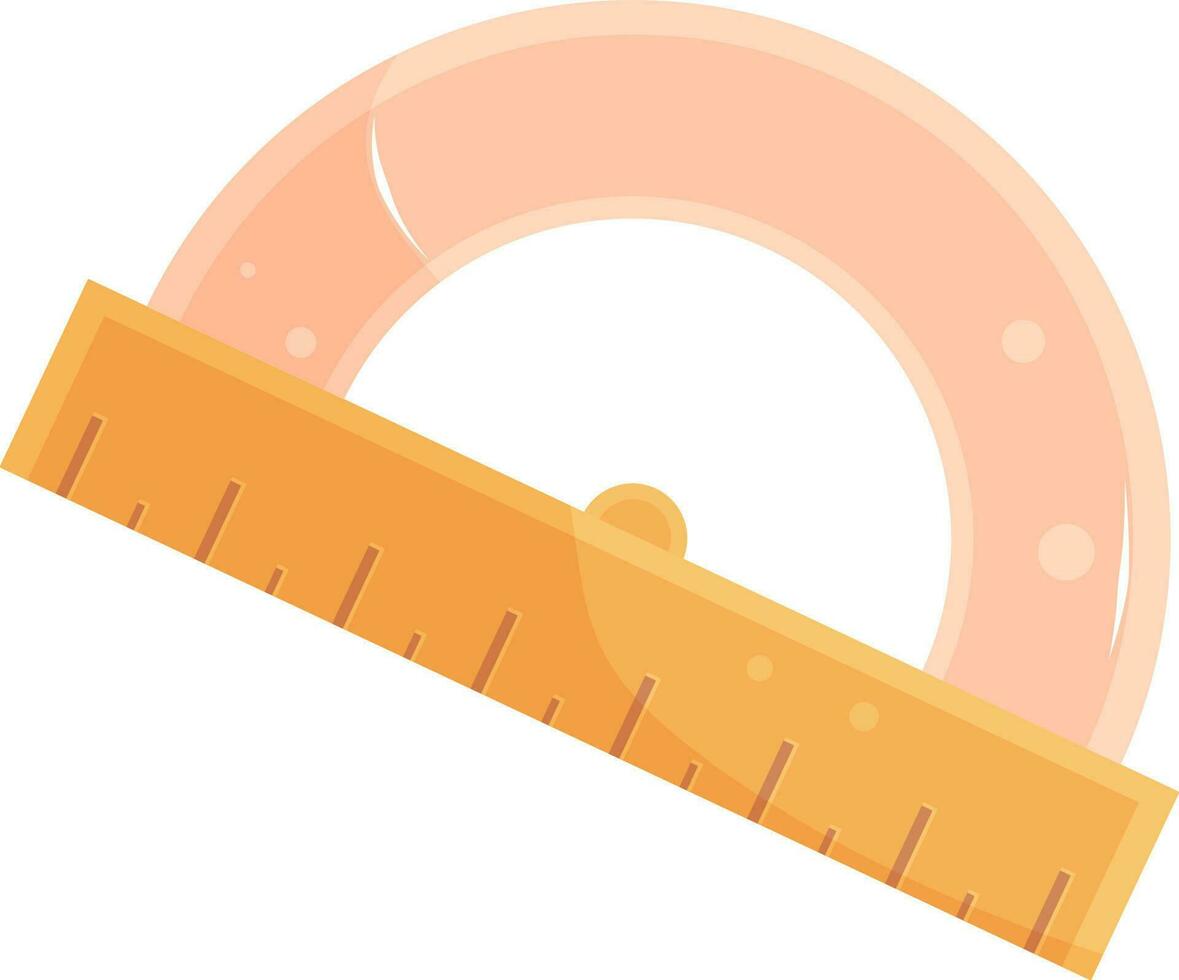 bright vector illustration protractor ruler, school and office supplies, back to school