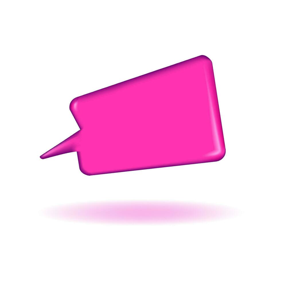 3D neon pink y2k retro speech bubble rectangle vector