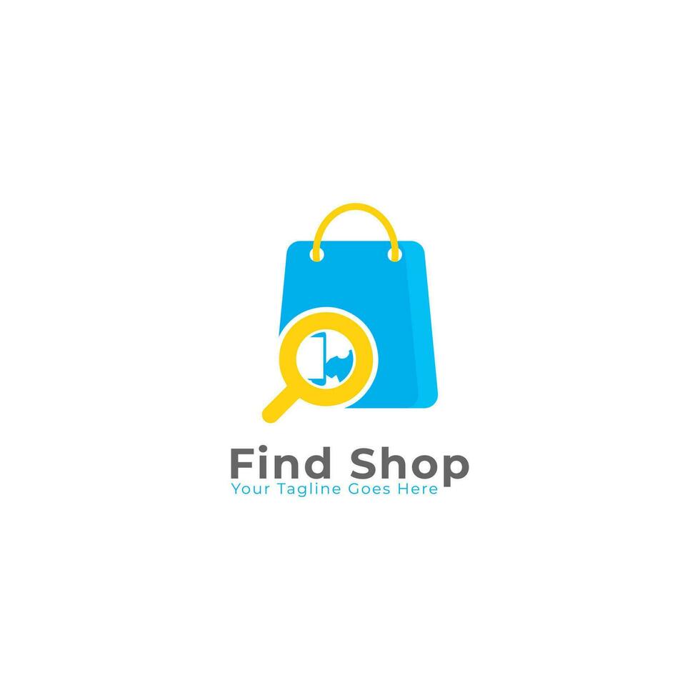 Shopping Cart Logo Vector Design with Magnifying Glass as Search engine icon, Shopping bag Logo Design, Shopping Logo, suitable for your business