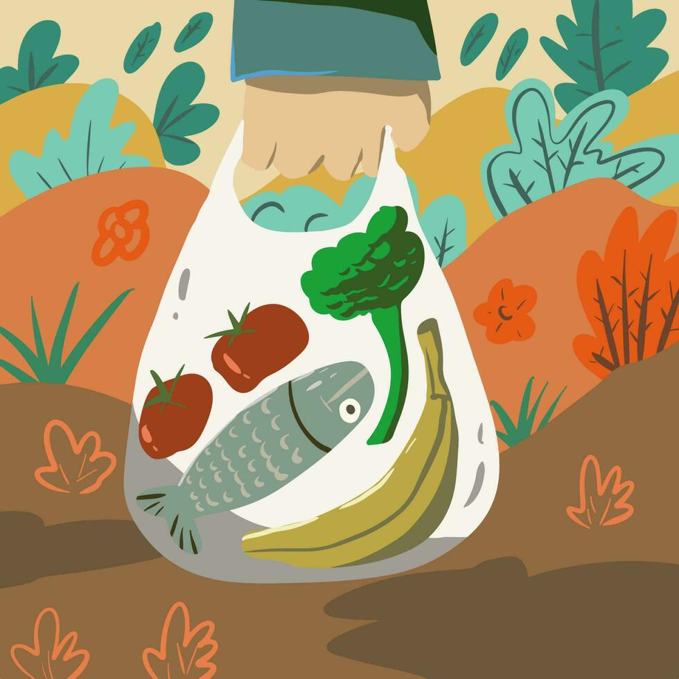 fresh food shoping illustration vector