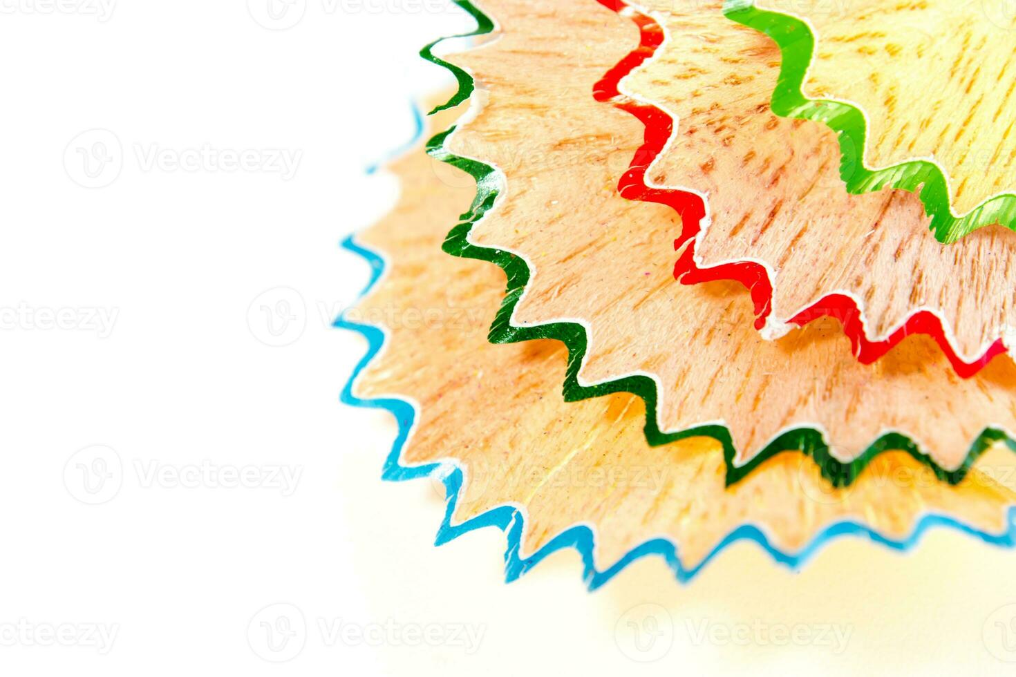 Colorful crayon pencil wood shavings photo