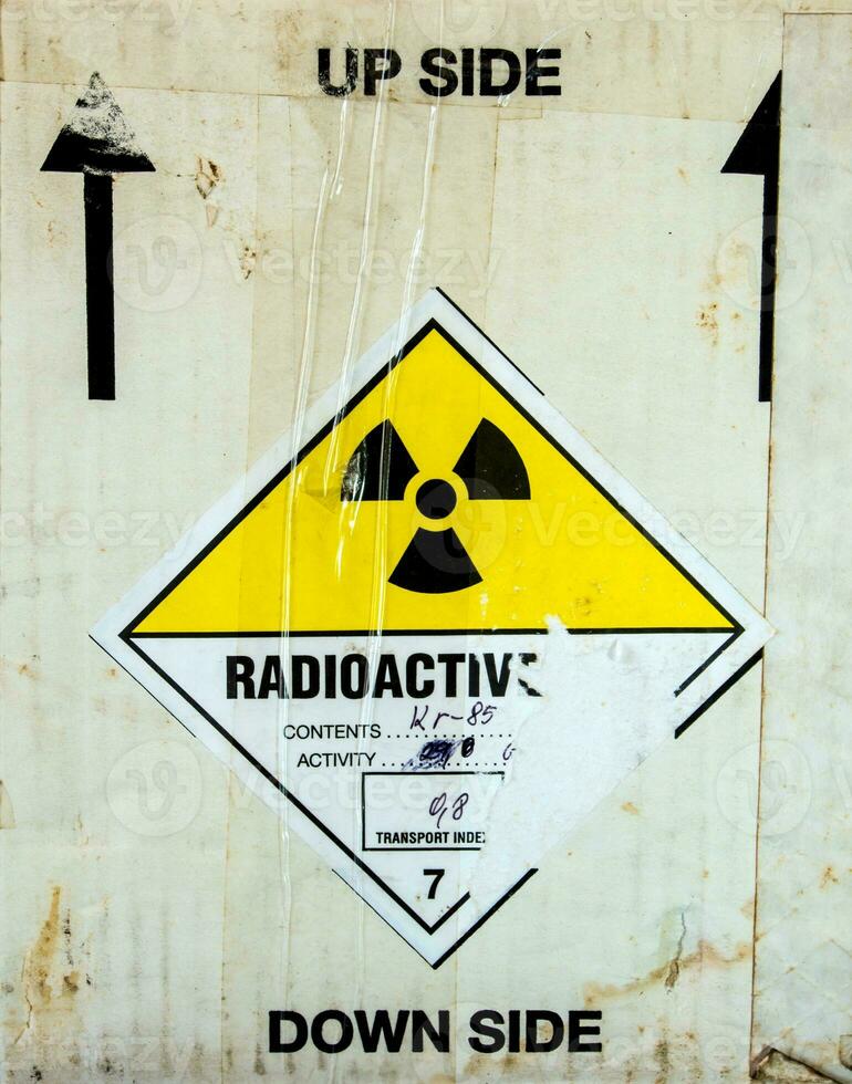 Radioactive material transport index at the transportation paper package photo