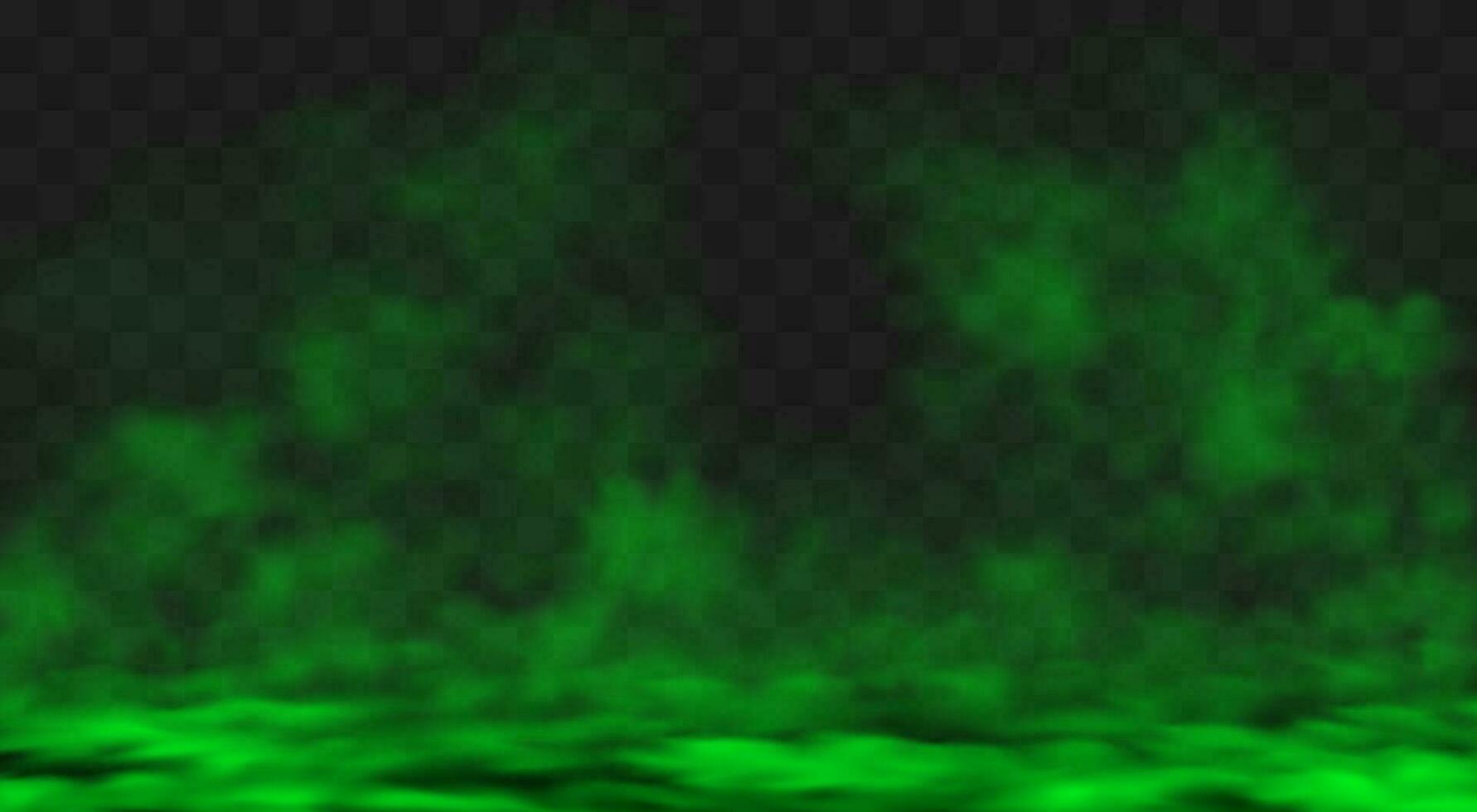 Green smog or fog clouds spreads on ground vector