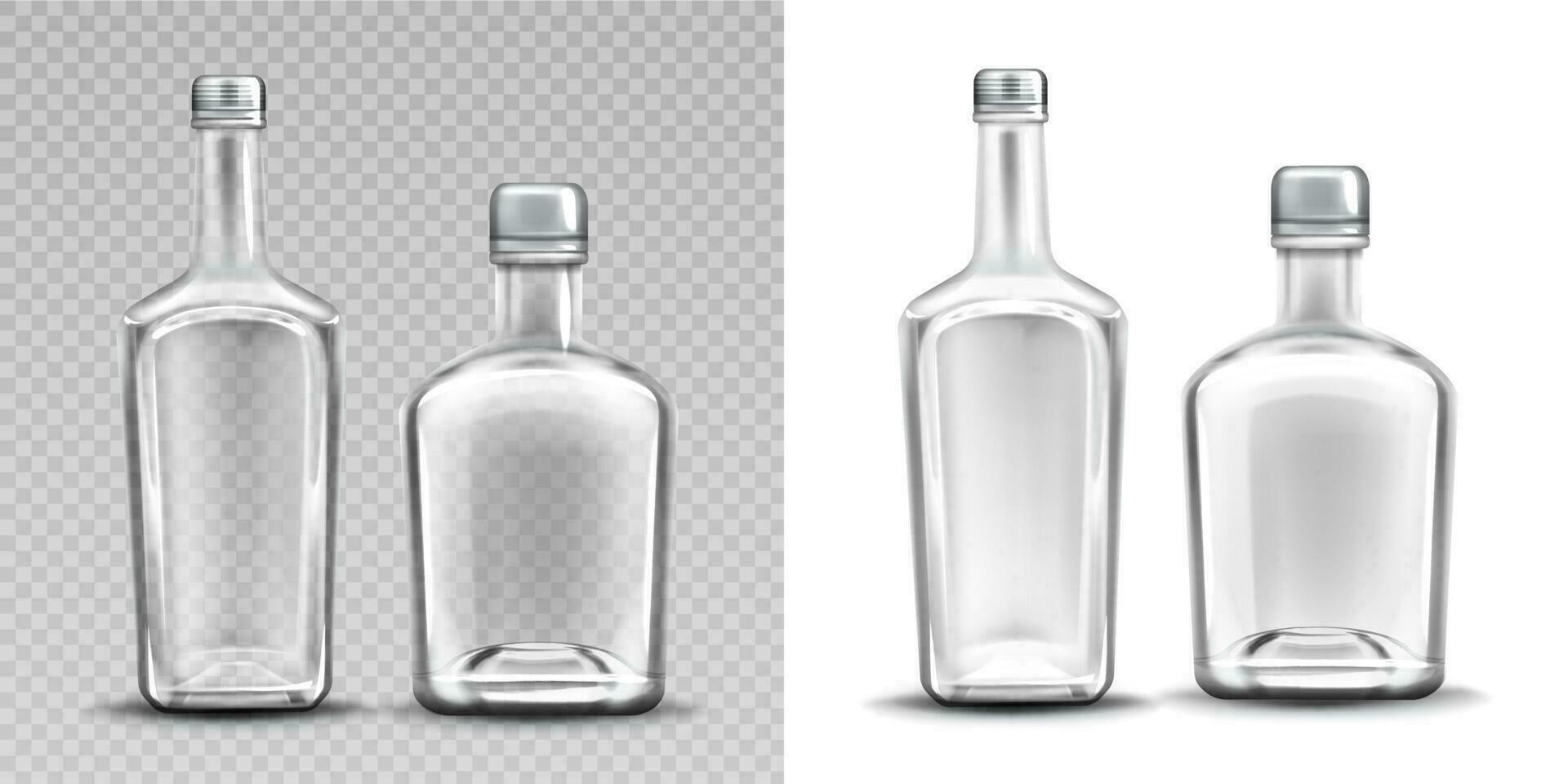 Two empty glass bottles for alcohol, whiskey vector