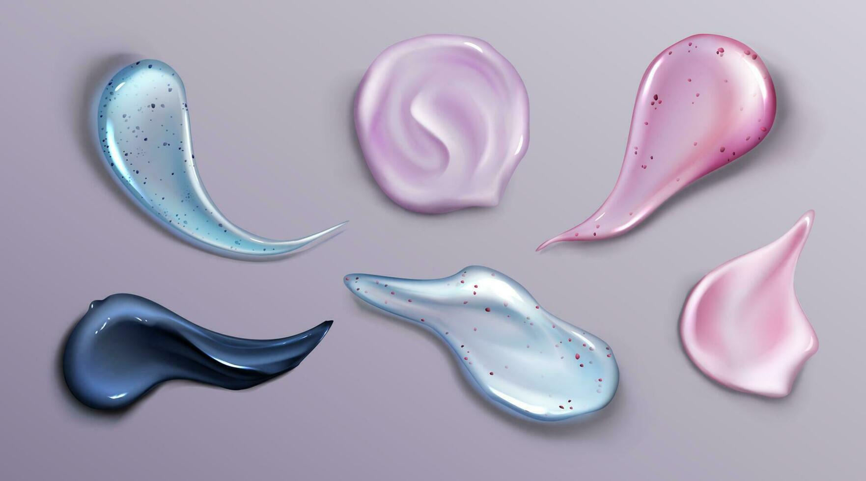 Cosmetic cream and scrub smear realistic set vector