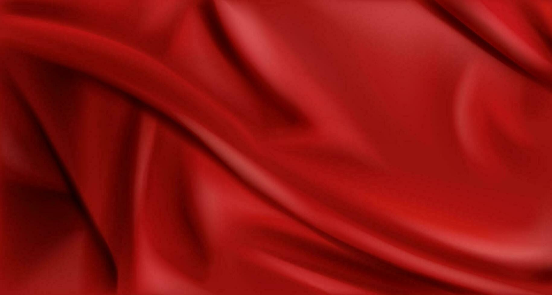 Red silk folded fabric background, luxury textile vector