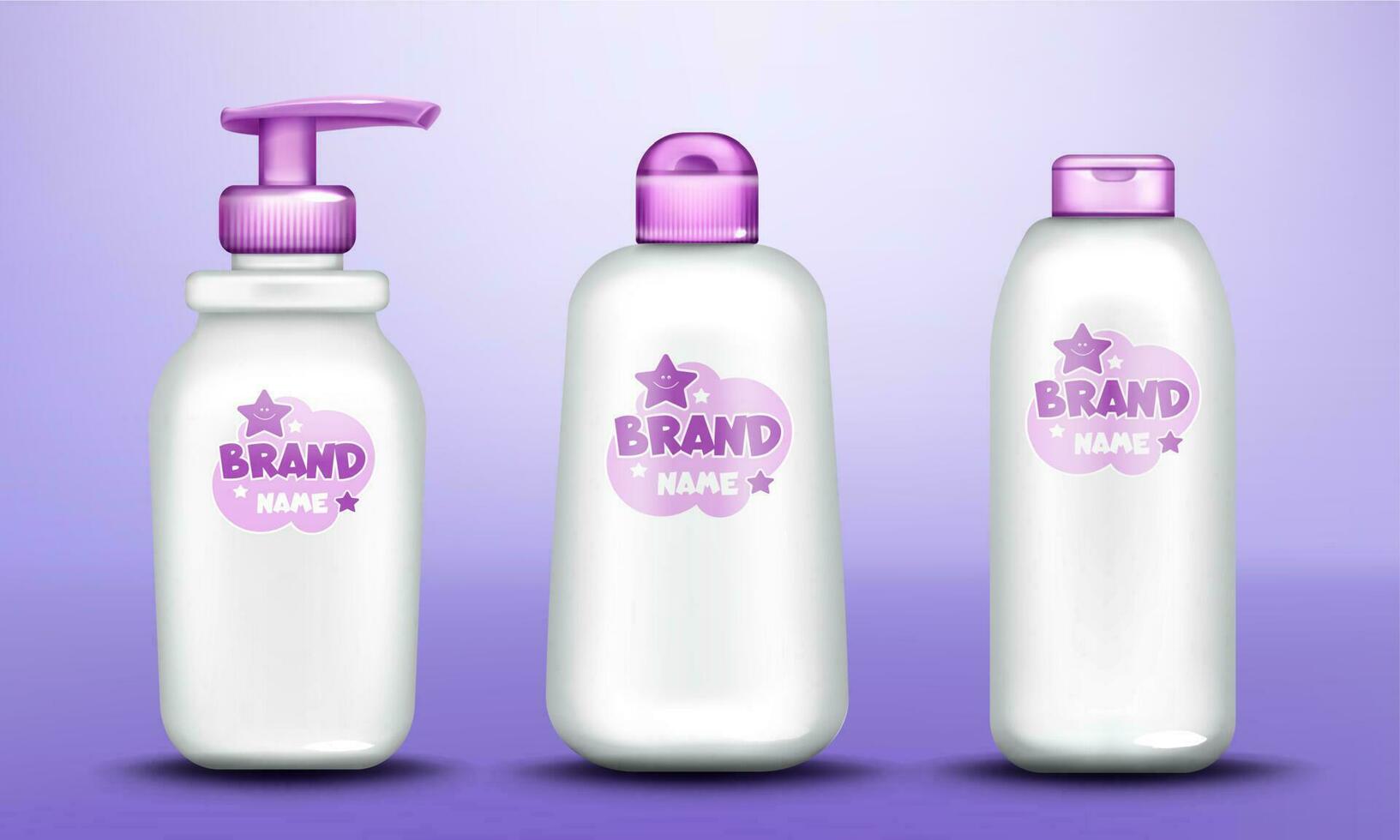 Baby cosmetics package cute design set realistic vector