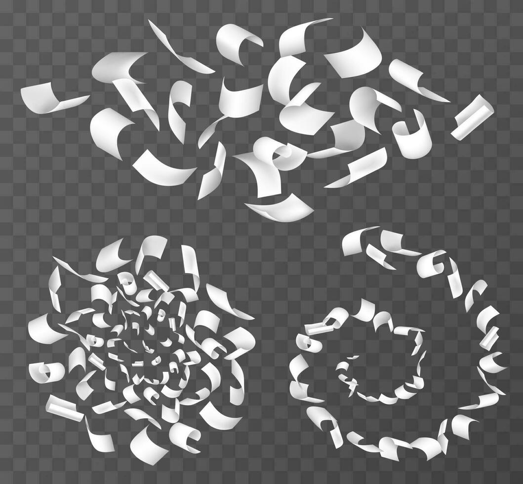 Flying or falling white paper sheets in air vector