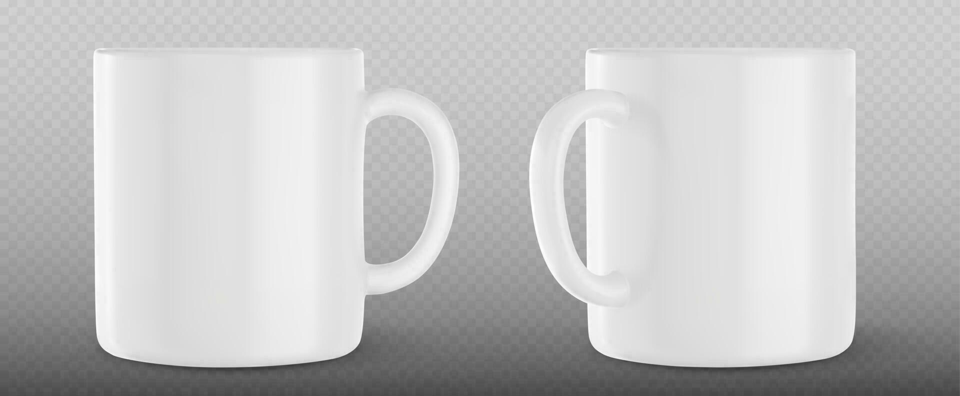 blanco taza Bosquejo plantilla, café jarra 3d vector