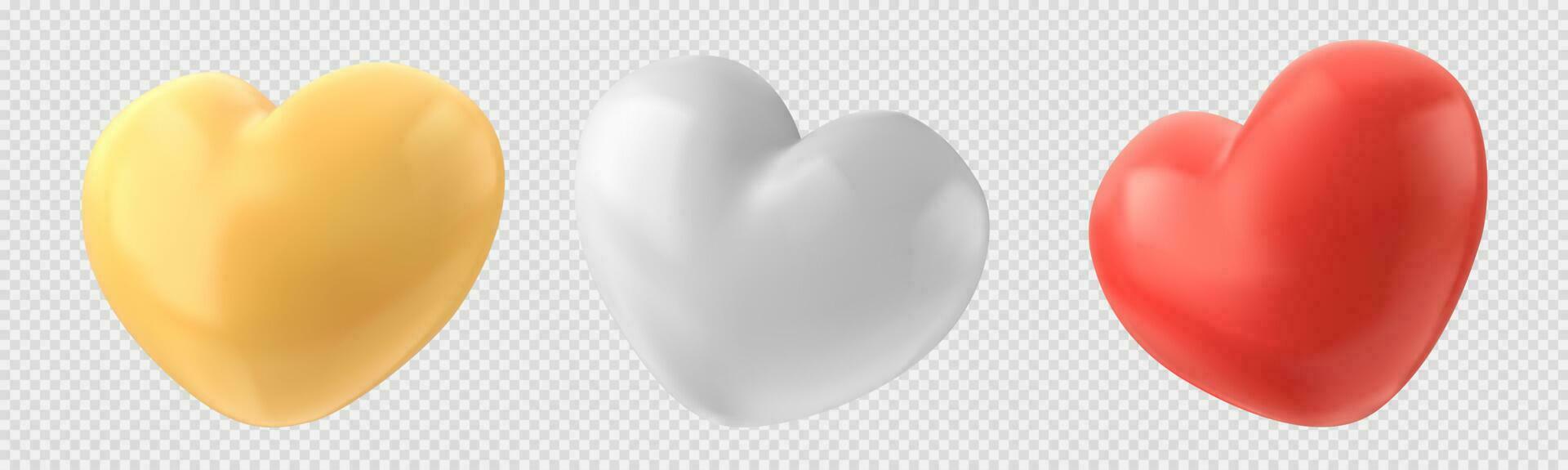 Realistic set of heart shape balloons set vector