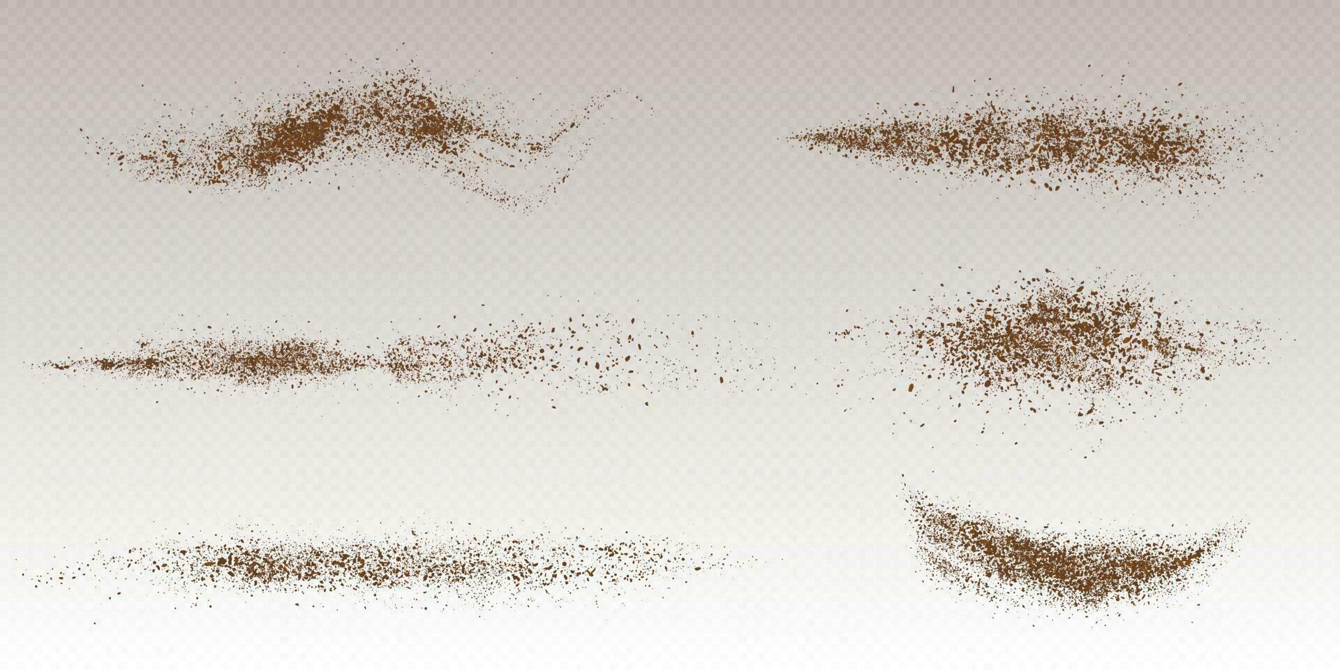 Isolated flying cocoa powder top view, coffee dust vector